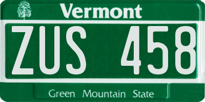 VT license plate ZUS458