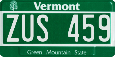 VT license plate ZUS459