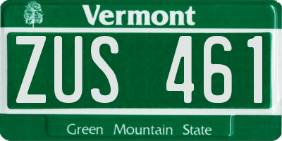 VT license plate ZUS461