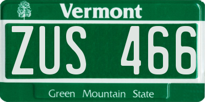 VT license plate ZUS466