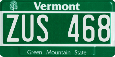 VT license plate ZUS468