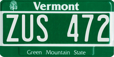VT license plate ZUS472