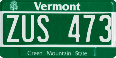 VT license plate ZUS473