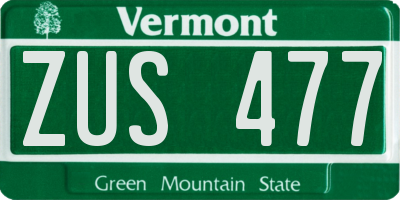 VT license plate ZUS477