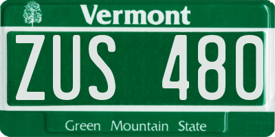 VT license plate ZUS480