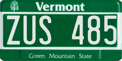 VT license plate ZUS485