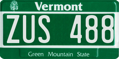 VT license plate ZUS488