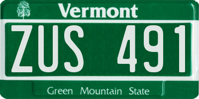 VT license plate ZUS491