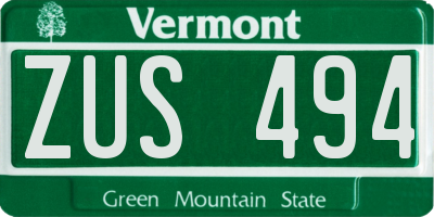 VT license plate ZUS494