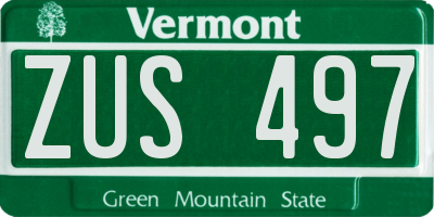 VT license plate ZUS497