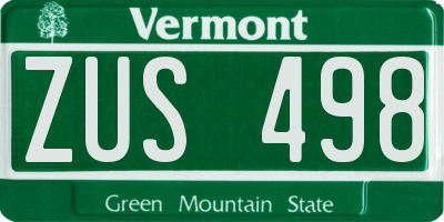 VT license plate ZUS498