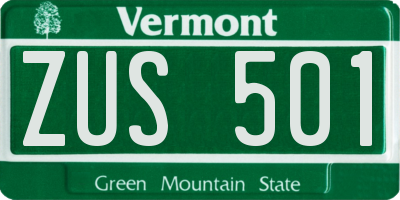 VT license plate ZUS501