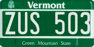 VT license plate ZUS503