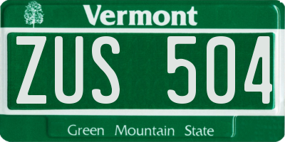VT license plate ZUS504