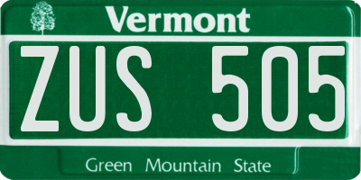 VT license plate ZUS505