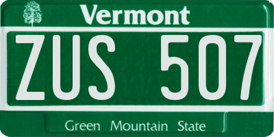 VT license plate ZUS507