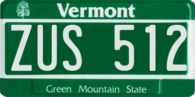 VT license plate ZUS512
