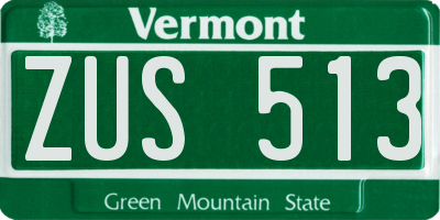 VT license plate ZUS513