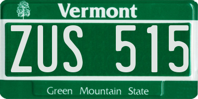 VT license plate ZUS515