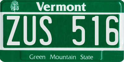 VT license plate ZUS516