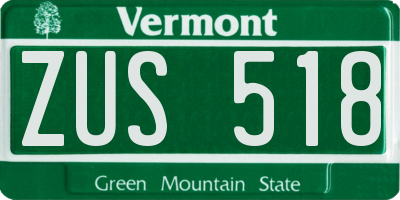 VT license plate ZUS518