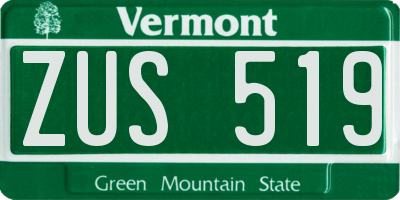 VT license plate ZUS519