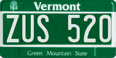 VT license plate ZUS520