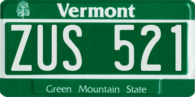 VT license plate ZUS521