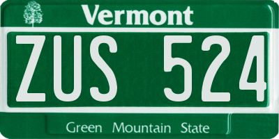 VT license plate ZUS524