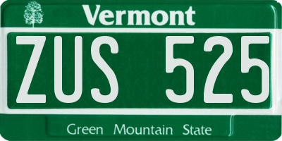 VT license plate ZUS525