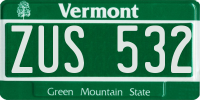 VT license plate ZUS532