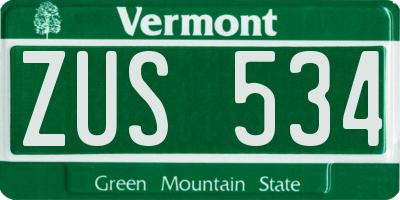 VT license plate ZUS534