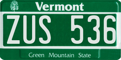 VT license plate ZUS536