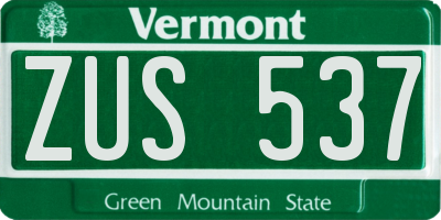 VT license plate ZUS537