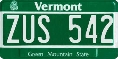 VT license plate ZUS542