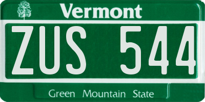 VT license plate ZUS544