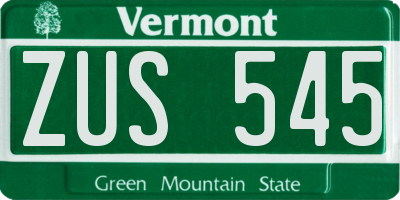 VT license plate ZUS545