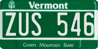 VT license plate ZUS546