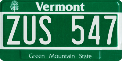 VT license plate ZUS547