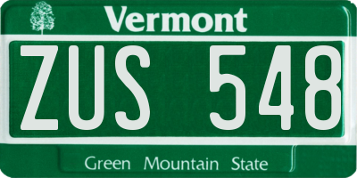 VT license plate ZUS548
