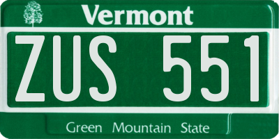 VT license plate ZUS551