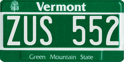 VT license plate ZUS552