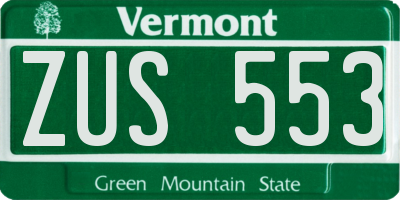 VT license plate ZUS553