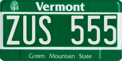 VT license plate ZUS555