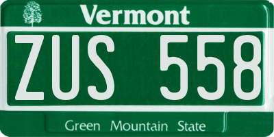 VT license plate ZUS558