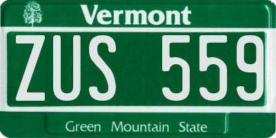VT license plate ZUS559