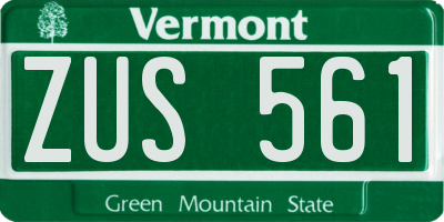 VT license plate ZUS561