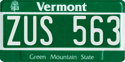 VT license plate ZUS563