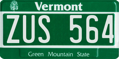 VT license plate ZUS564