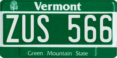 VT license plate ZUS566